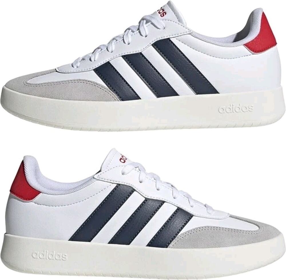 Adidas Barreda Men’s Athletic Shoe White Leather Sneaker Footwear Tennis Size 11